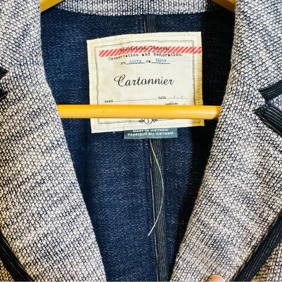 NWOT Anthropologie Cartonnier Navy Blue Button Front Knit Blazer - Picture 5 of 9